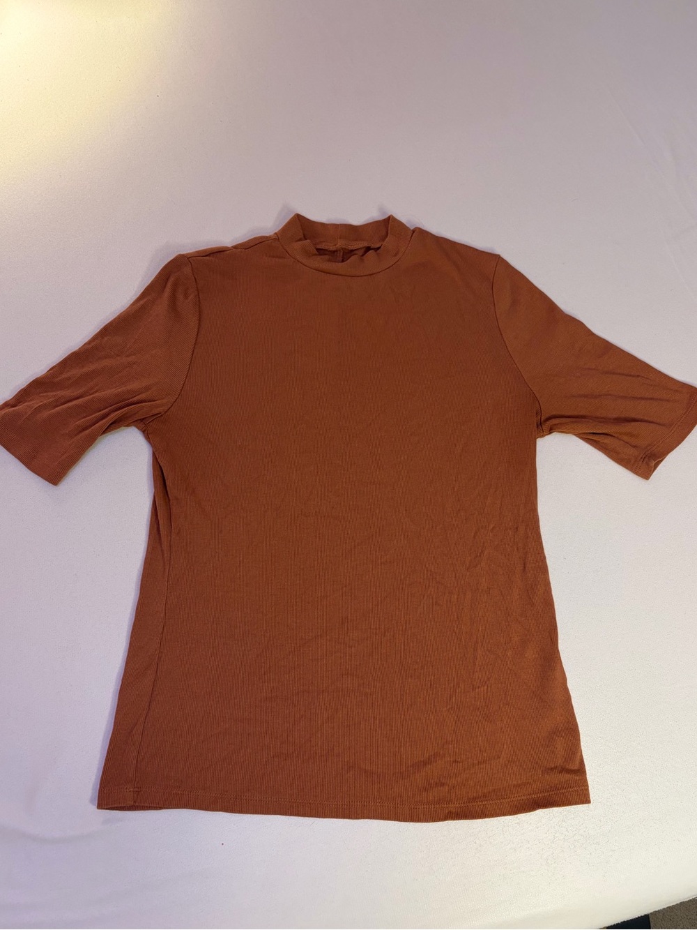 a new day Short Sleeve Mock Neck Tee in Rust